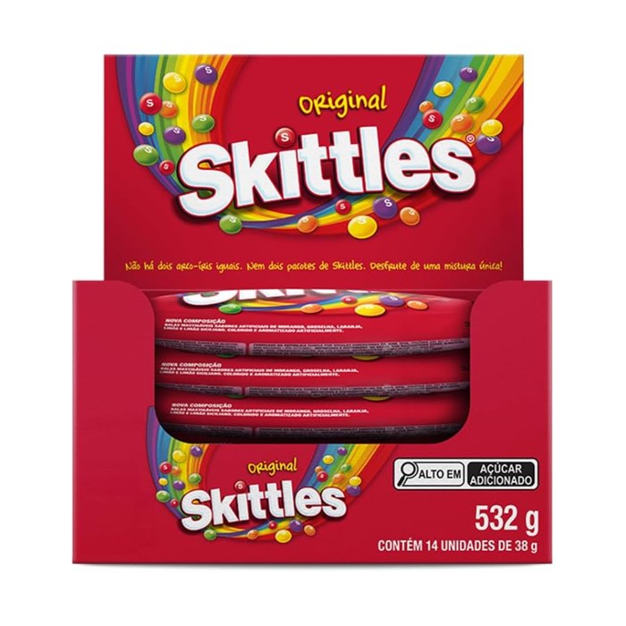 Bala Skittles Original - Case com 14 unidades de 38g