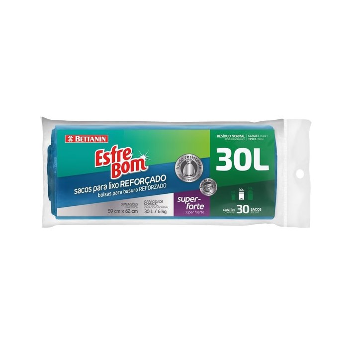 Saco para Lixo EsfreBom Rolo com 30 Sacos de 30 Litros Azul