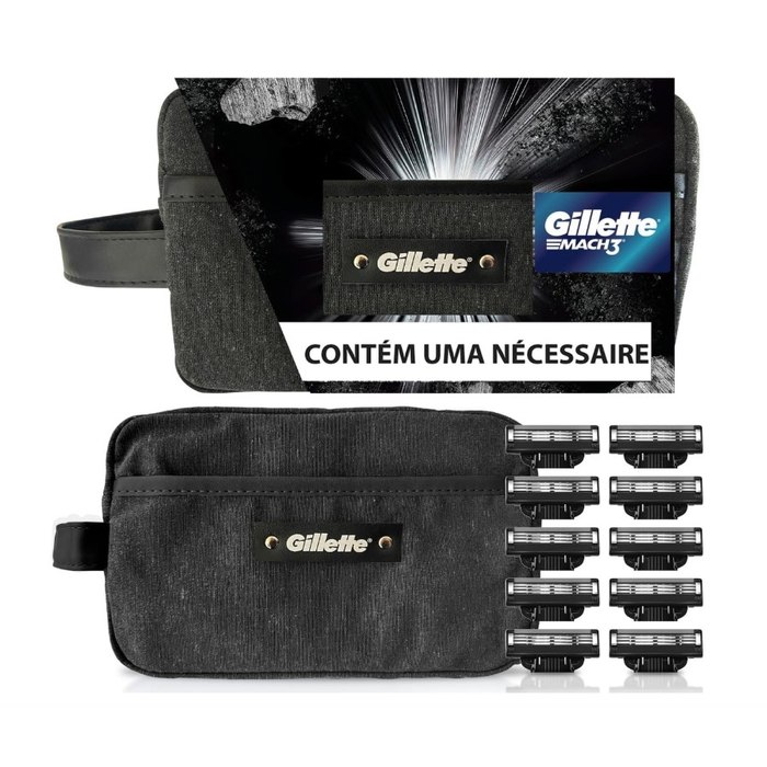 Kit Gillette Mach3 10 cargas + Necessaire