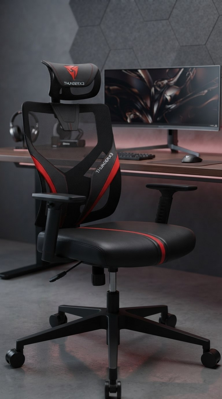 Cadeira Ergonômica Yama1 Vermelha ThunderX3
