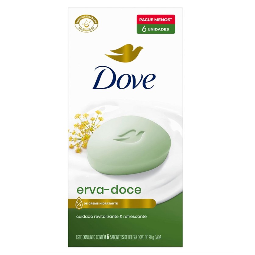 Sabonete em Barra Dove Erva-doce 90g 6 Unidades