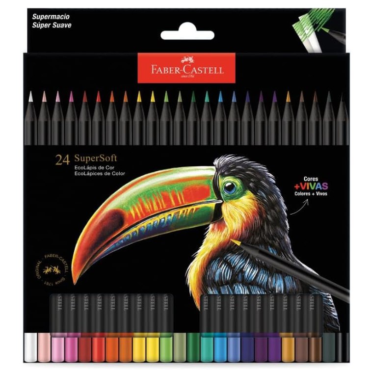 Faber-Castell Lápis De Cor Supersoft com 24 Cores