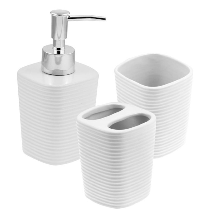 WOLFF - Conjunto 3 Peças para Banheiro Lines Branco