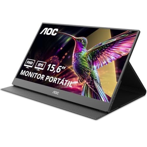 Monitor Portátil AOC 15.6" FHD IPS USB-C Capa Magnética Alto-falantes 16T20E2
