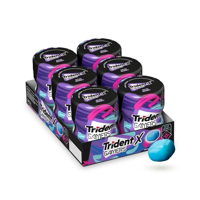 Chiclete Trident X Gamers Acid Berry Caixa Com 6 Unid De 48,3g