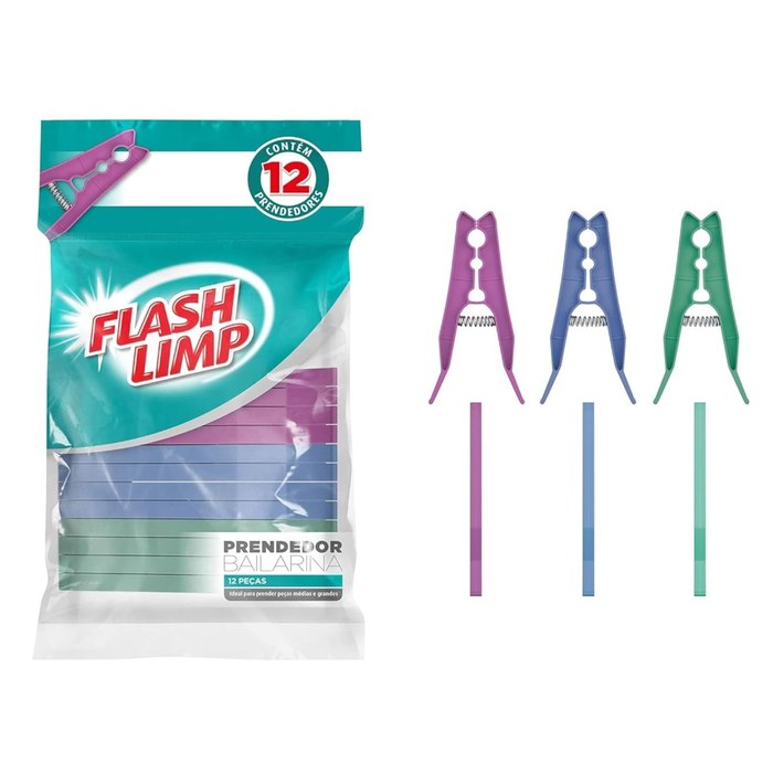 [6 UNIDADES] Prendedor de roupas Classic 12 Peças Flash Limp