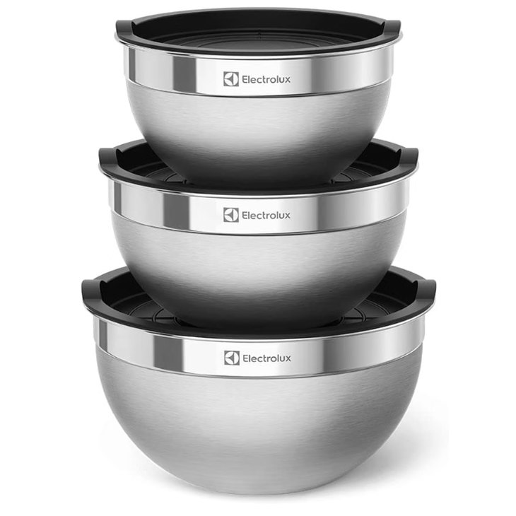 Conjunto de Bowls Tigelas de Inox com Tampa Plástica Electrolux