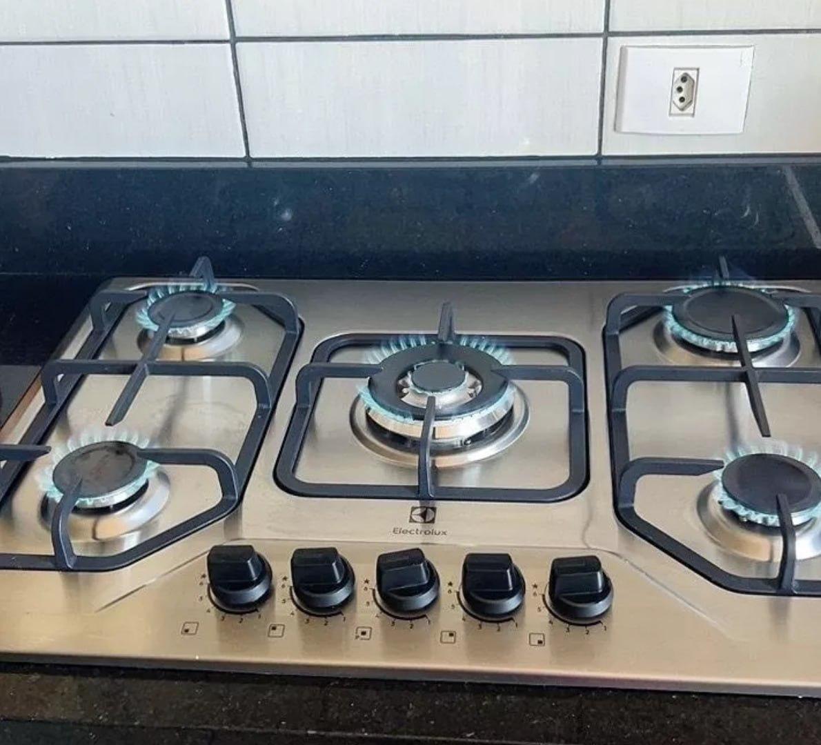 Cooktop 5 Bocas a Gás Electrolux Inox Grade Ferro Fundido