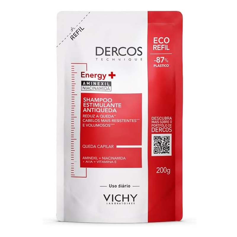 Vichy Dercos Energy+ Shampoo Antiqueda Estimulante Refil, 200g