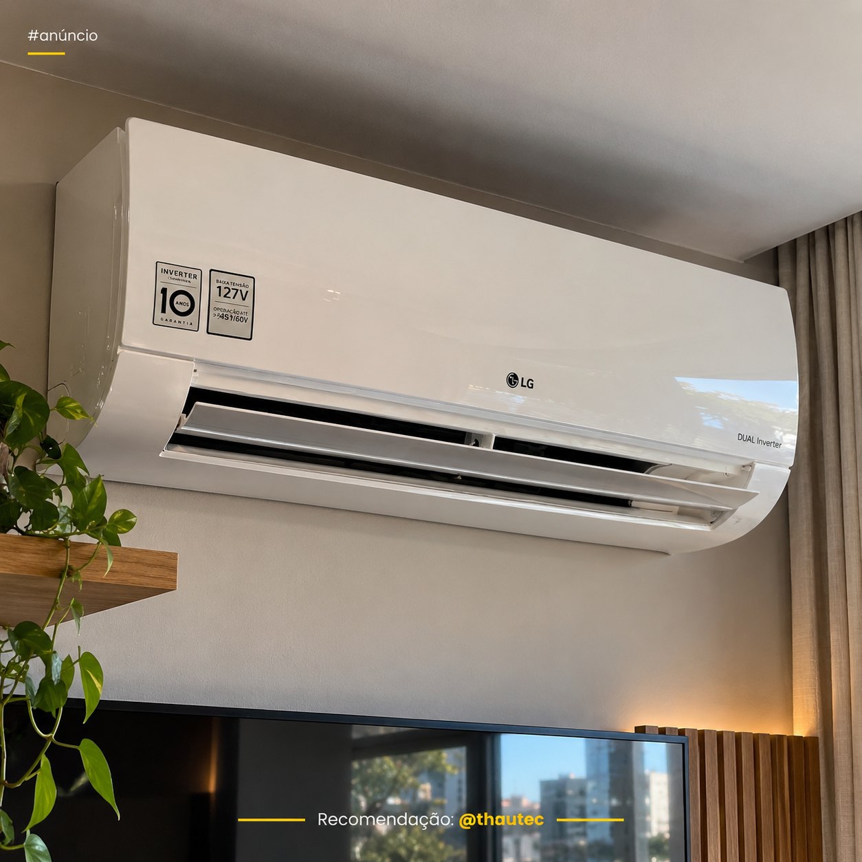 Ar condicionado Split Hi wall LG Dual Inverter Compact +IA 12.000 BTUS Frio (2 anos de garantia)