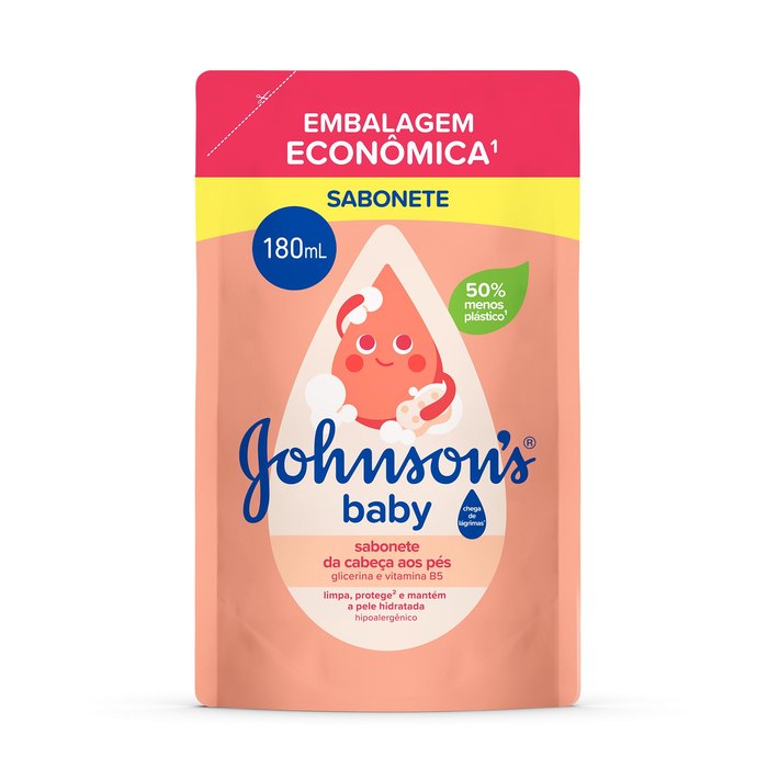 Sabonete Líquido de Glicerina Johnson's Baby Da Cabeça aos Pés Refil 180ml