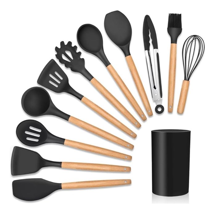 Kit Utensílios de Cozinha com Suporte Organizador 12 unidades