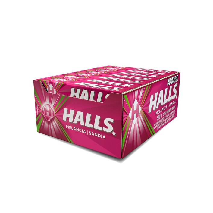 Bala Halls Melancia Caixa com 21 Unidades de 28g