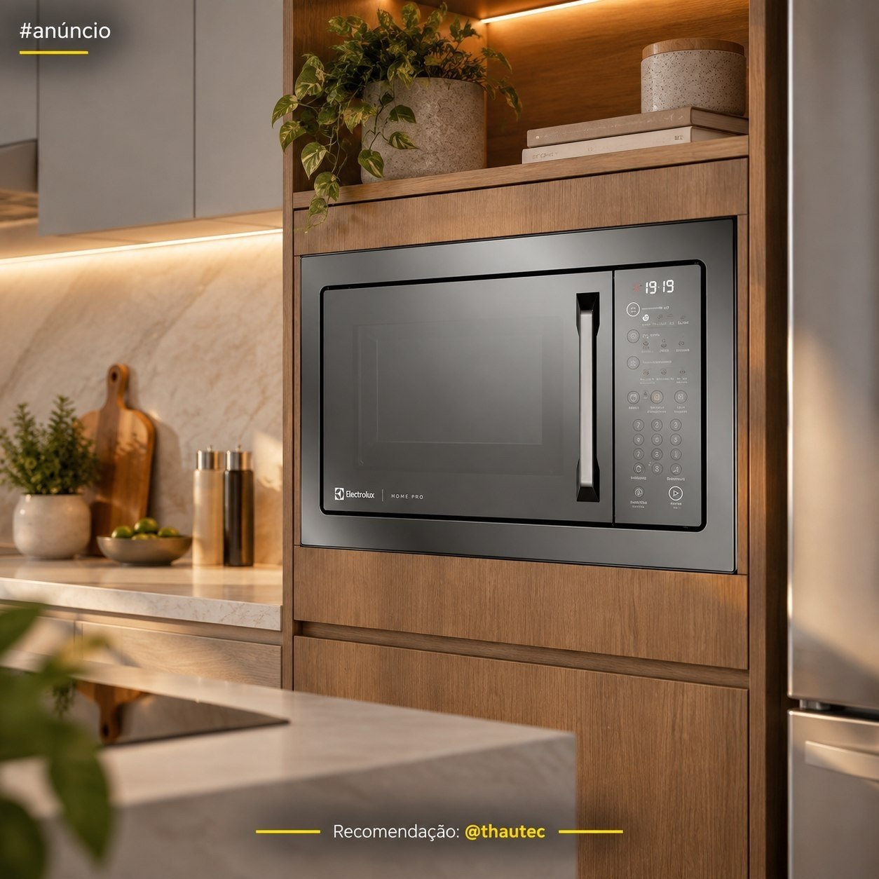 Micro-ondas de Embutir Electrolux 34L Inox Espelhado Home Pro com Grill e Função Tira Odor (ME3HP)