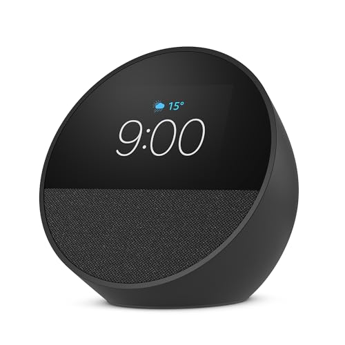 Echo Spot com Alexa Despertador inteligente com som vibrante Cor Preta, com Acesso Antecipado à Alexa+