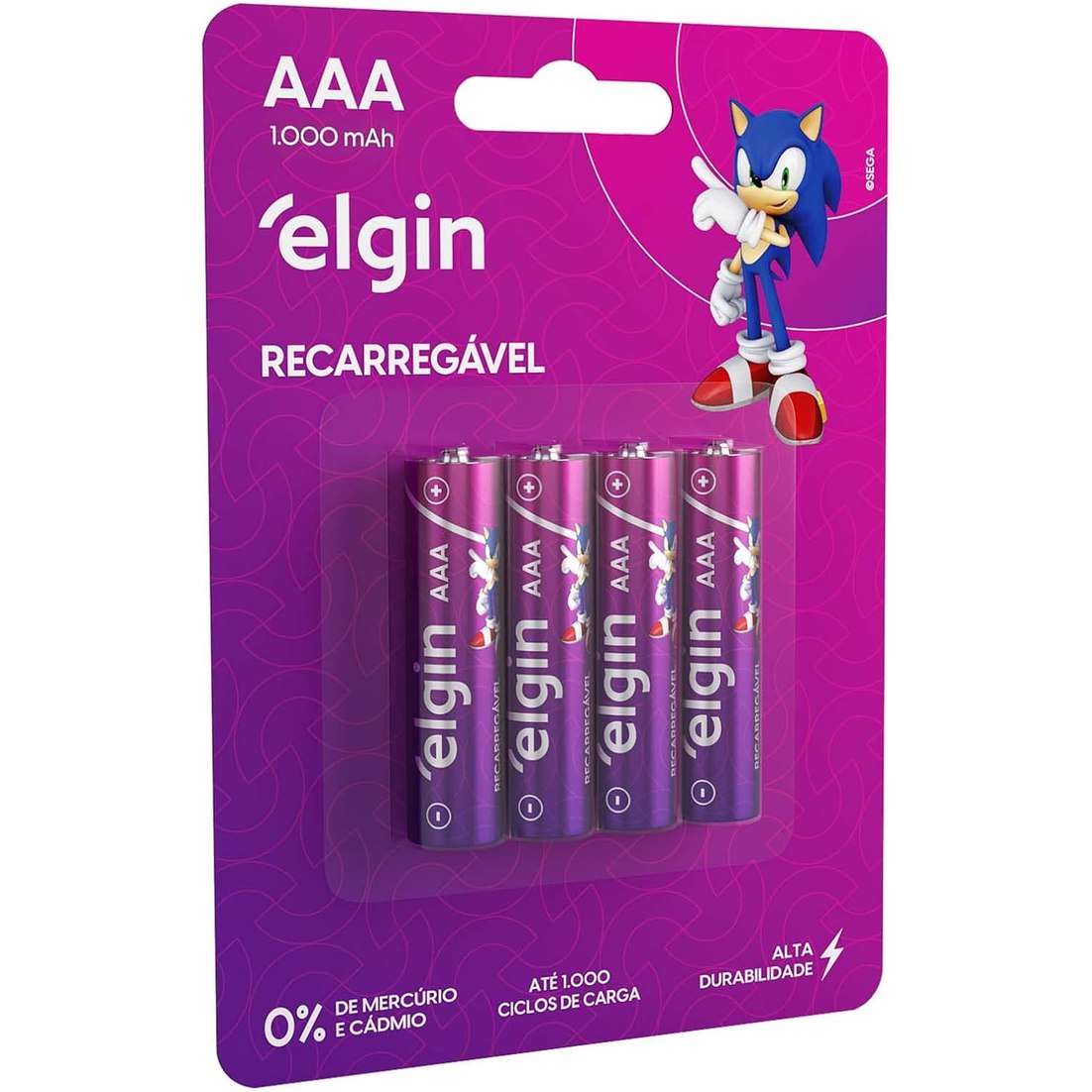 4 Pilha recarregável AAA 1000mAh Elgin