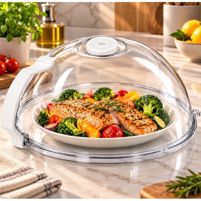 Tampa para Micro-ondas Protetora de Alimentos Transparente Anti-Respingo