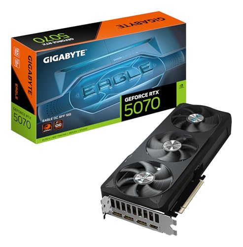 Gigabyte Placa gráfica GeForce RTX 5070 EAGLE OC SFF 12G - 12GB GDDR7, 192bit, PCI-E 5.0, 2587 MHz Core Clock, 3 x DP 2.1a, 1 x HDMI 2.1b, NVIDIA DLSS 4, GV-N5070GAMING OC-12GD