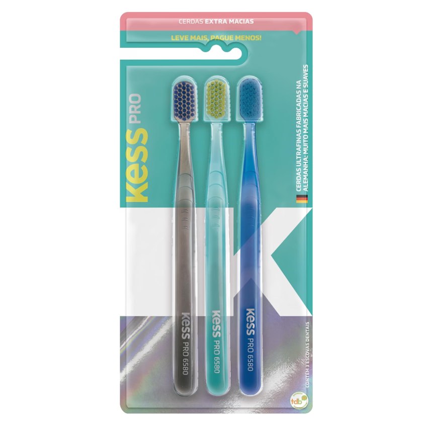 Kess, Pack com 3 Escovas Dentais Pro Extra Macias