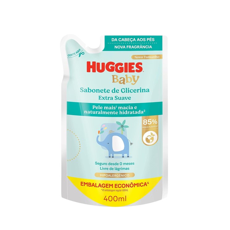 Sabonete Líquido Glicerina Huggies Extra Suave Refil 400ml