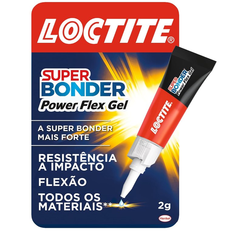 Loctite Super Bonder Power Gel, Cola Instantânea Flexível, Transparente, 2g