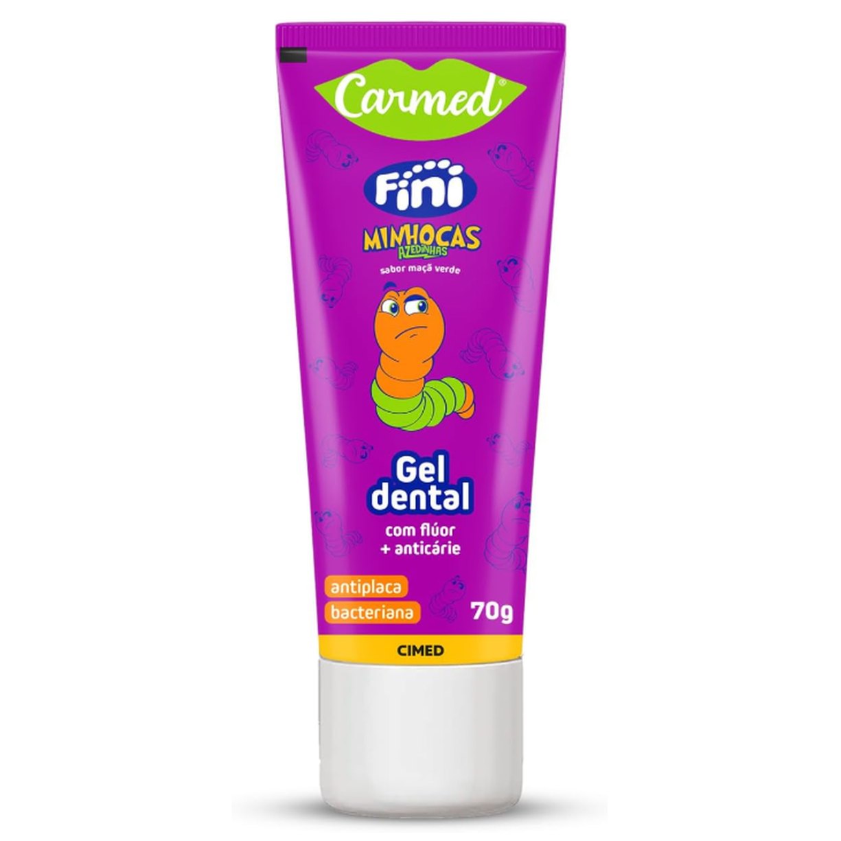 Carmed Fini Minhocas Gel Dental com Flúor Sabor Maçã Verde 70g