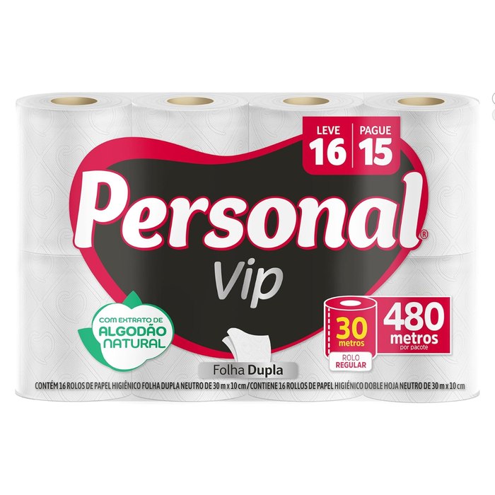 Personal Papel Higiênico Vip Folha Dupla, 16 Unidades