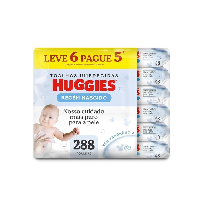 Lenços Umedecidos Huggies Recém-Nascido Sem Fragrância 6x48U