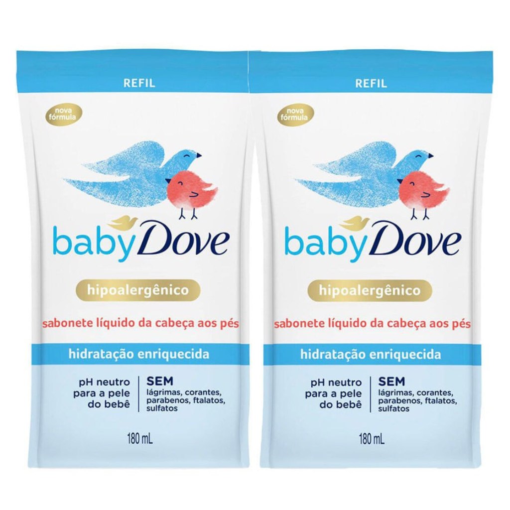 Kit 2 Sabonete Líquido Dove Baby Hidratação Enriquecida Refil 180ml