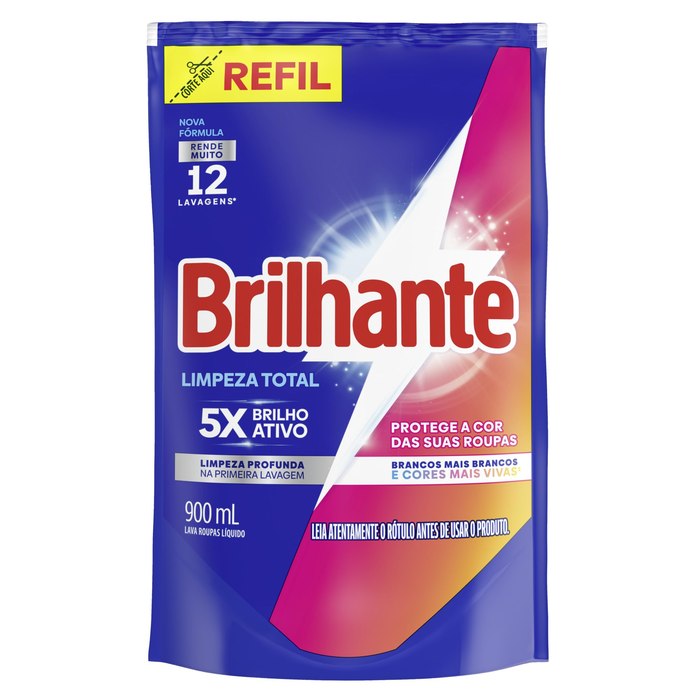 Sabão Liquido Brilhante Limpeza Total Refil 900ml