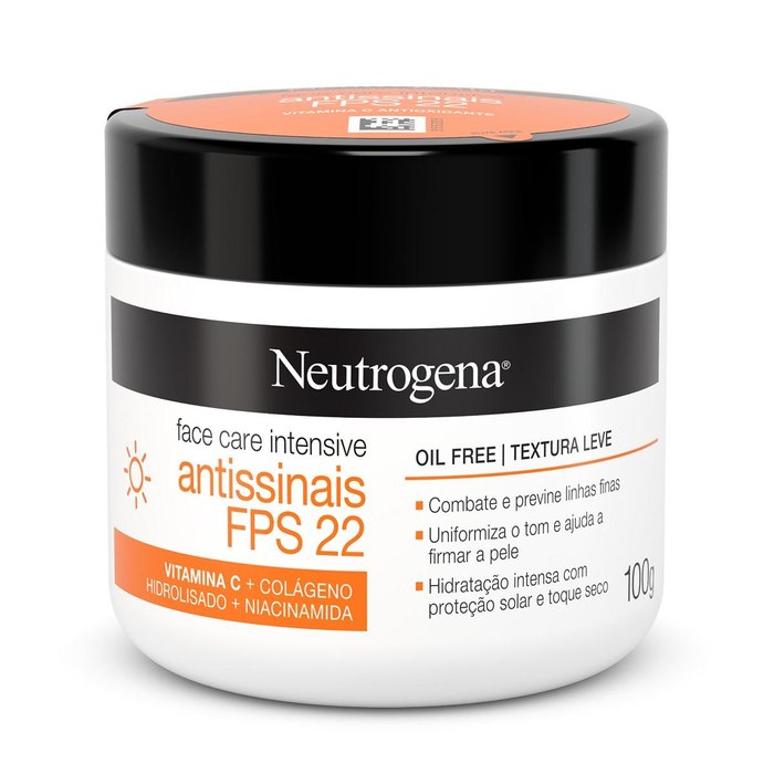 [3 UNIDADES] Hidratante Facial Neutrogena Antissinais Face Care Intensive FPS 22 100g