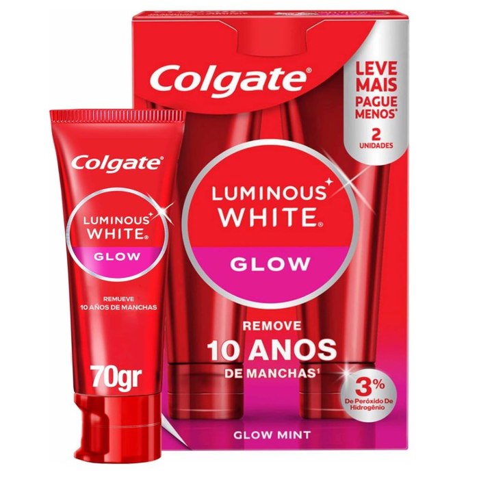 Colgate Creme Dental Clareador Luminous White Glow 2x70g