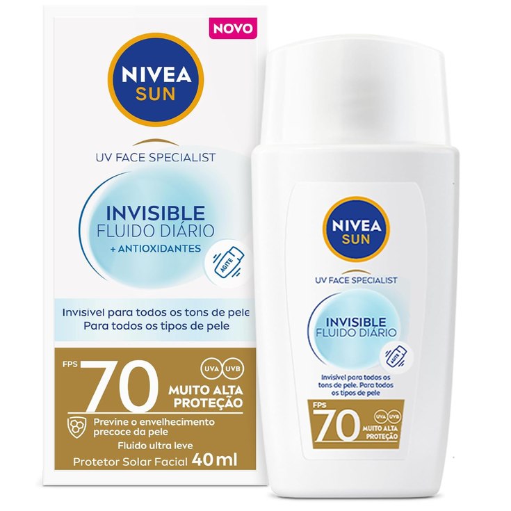 NIVEA SUN Protetor Solar Facial Fluido UV Face Specialist Invisible FPS 70 40ml