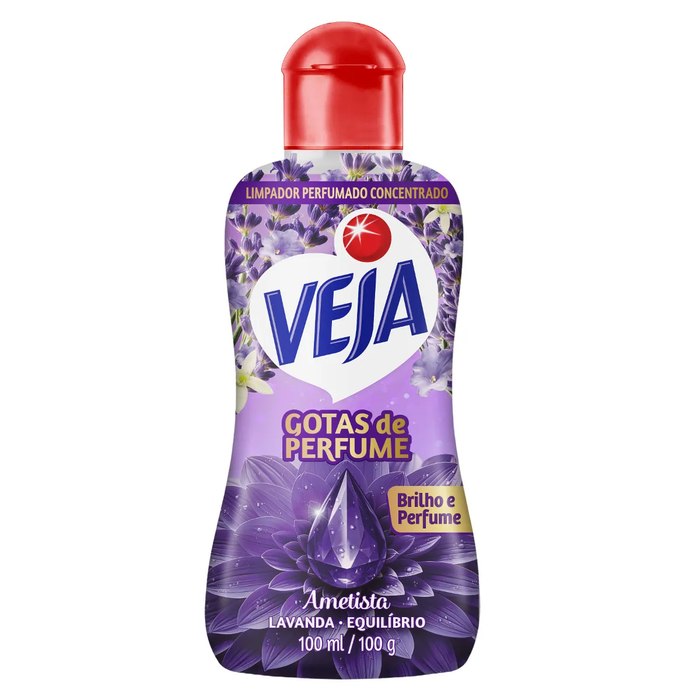 Limpador Perfumado Concentrado Veja Gotas de Perfume Ametista Lavanda 100ml