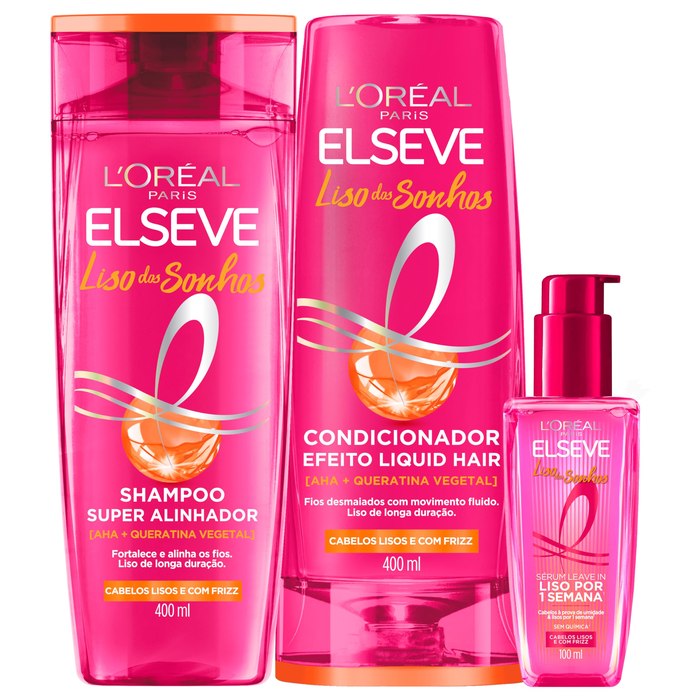 Kit Shampoo, Condicionador e Sérum L'Oréal Paris Elseve Liso dos Sonhos