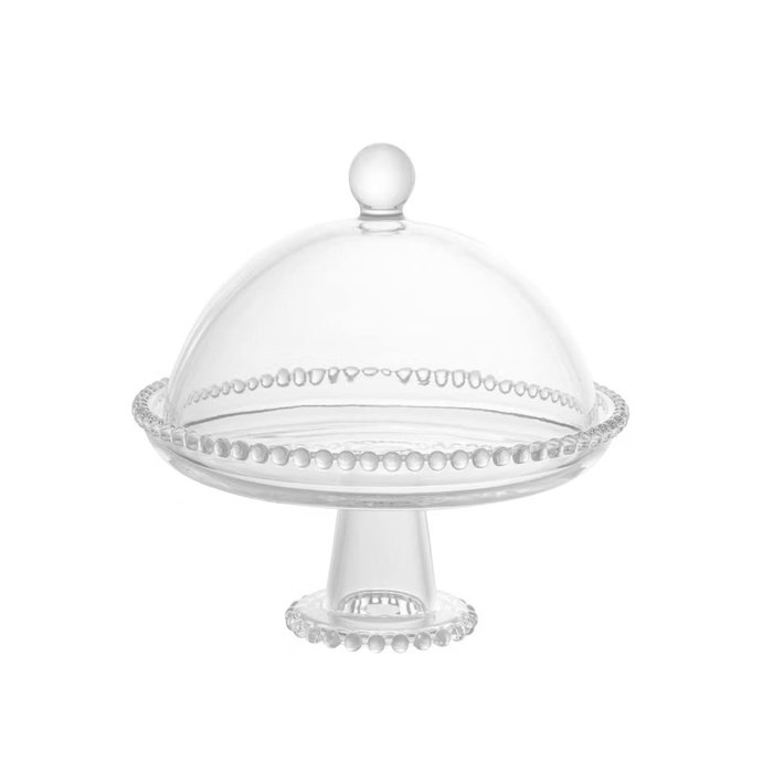 Prato de Cristal com Pé e Tampa 20cm x 18cm Wolff Linha Pearl