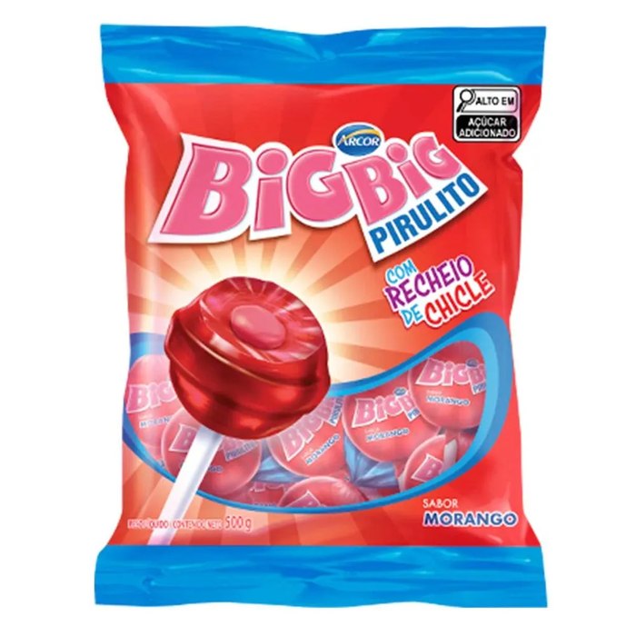 Pirulito Big Big Morango 500g