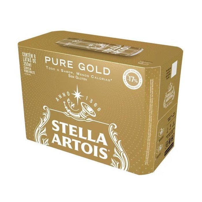 Cerveja Stella Artois Pure Gold Lata 350ml Pack com 8 unidades
