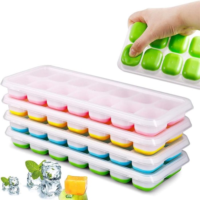 Kit 4 Unidades Forma Com Tampa Gelo Ice Flexivel