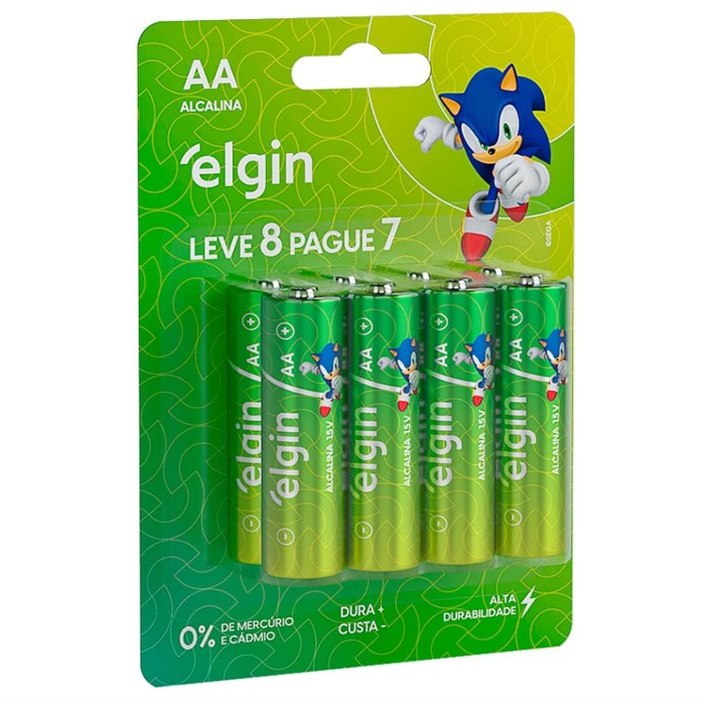 Pilha Alcalina AA com 8 unidades Elgin Comum