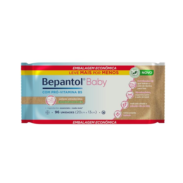 Lenço Umedecido Biodegradável Bepantol Baby 96 Unidades