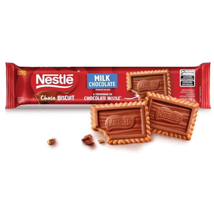 Biscoito com Chocolate Chocobiscuit NESTLÉ Ao Leite 78g