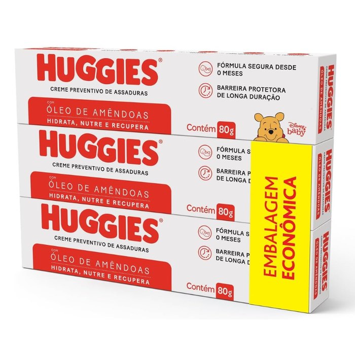 Creme Preventivo Assaduras Huggies Pele Protegida c/3 de 80g
