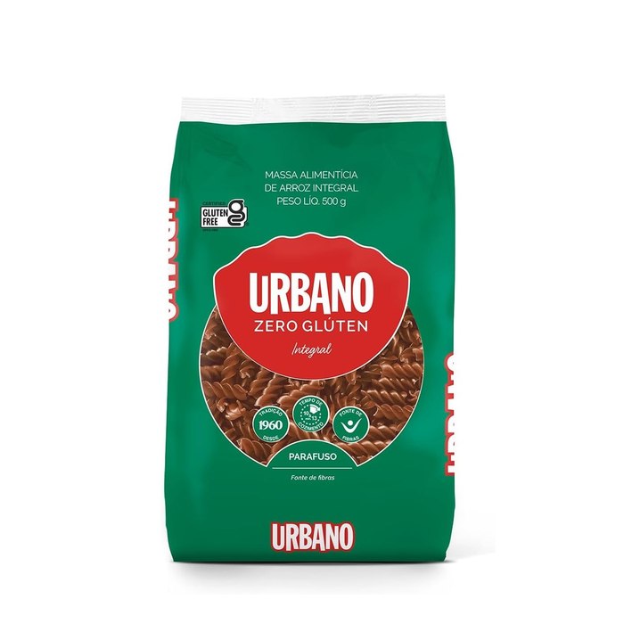 Macarrão de Arroz Integral Urbano Parafuso Zero Glúten 500g