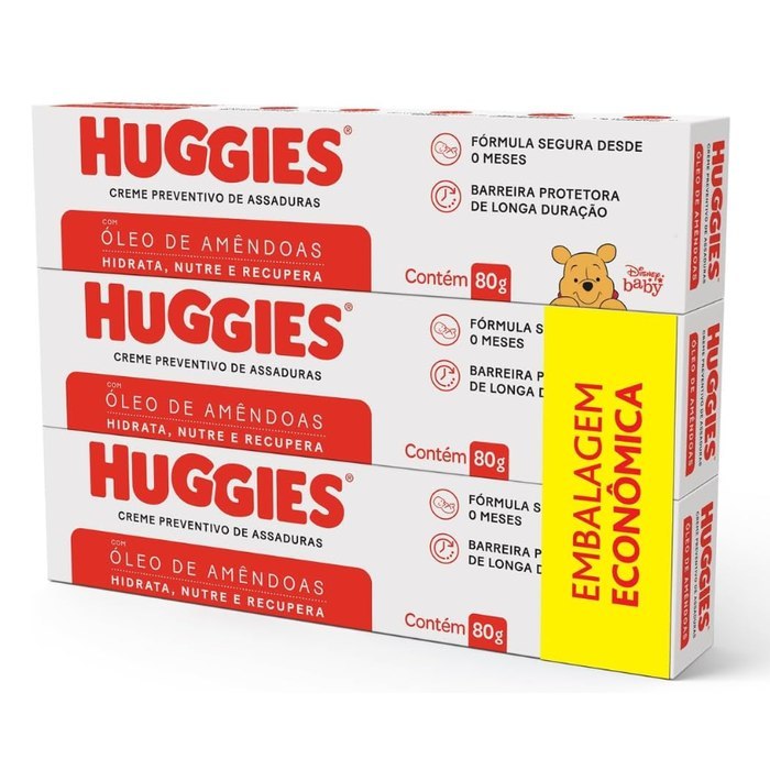 Creme Preventivo Assaduras Huggies Pele Protegida c/3 de 80g
