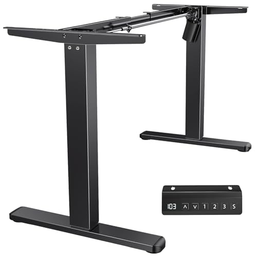 Estrutura de Mesa Elétrica Ajustável para Trabalho em Pé e Sentado – 3 Configurações de Memória, Altura de 72cm a 120cm, Base Ergonômica e Design Silencioso (Preto)