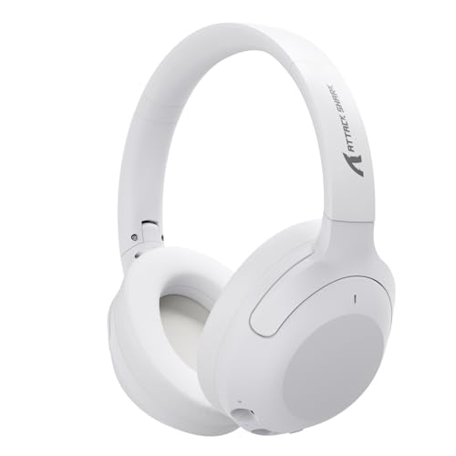 ATTACK SHARK Fones de ouvido G300 sem fio Over-Ear com cancelamento de ruído ativo, Bluetooth 5.3, tempo de reprodução 40H, som estéreo HD de graves profundos, microfone embutido, design confortável P