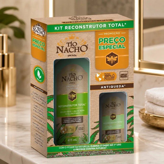 Kit Tío Nacho Antiqueda Reconstrutor Shampoo 415ml + Condicionador 200ml