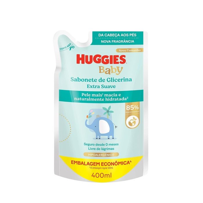 Sabonete Líquido Glicerina Huggies Extra Suave Refil 400ml