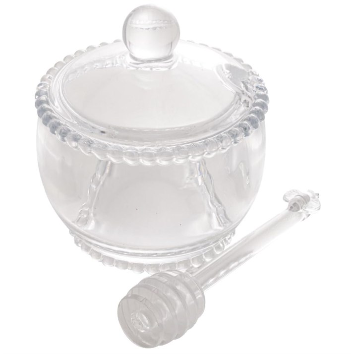 Meleira de Cristal com Colher 10cm x 10cm x 11cm Linha Pearl - 200ml